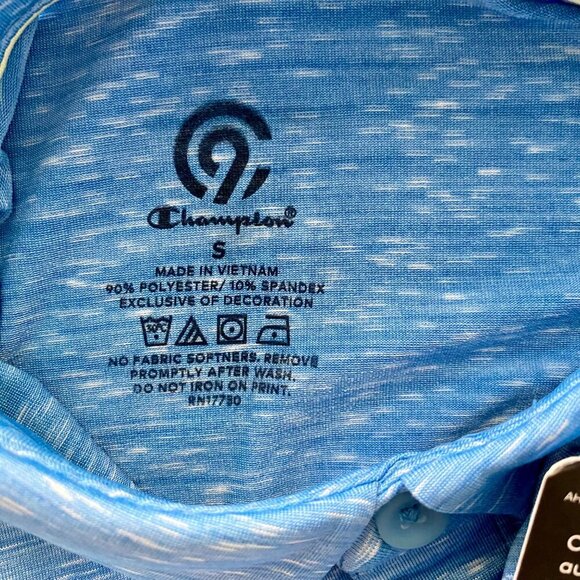 Champion Duo Dry Stretch Polo Shirt Men's Small UV Protection 50+ Blue NEW NWT - Picture 6 of 9